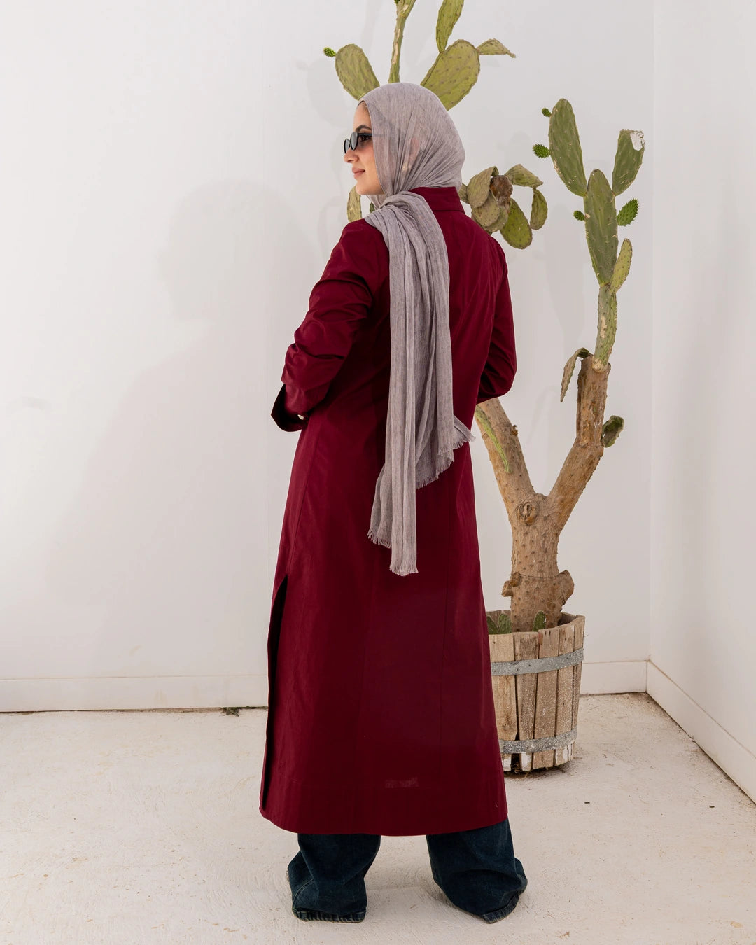 Long Popline Shirt Dress