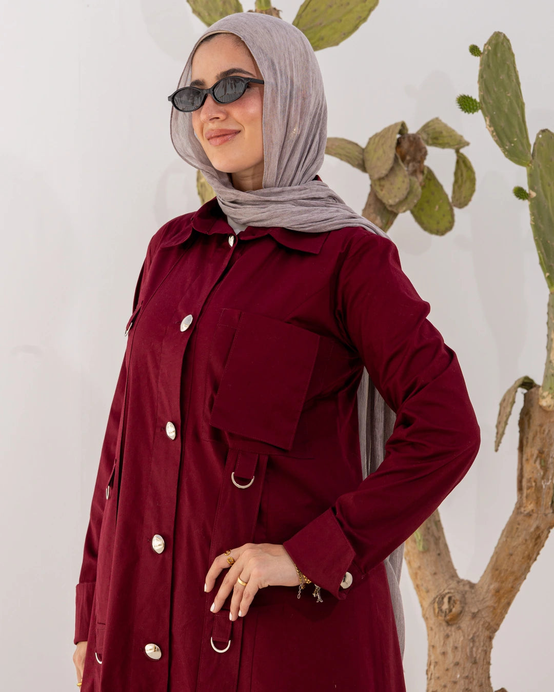 Long Popline Shirt Dress
