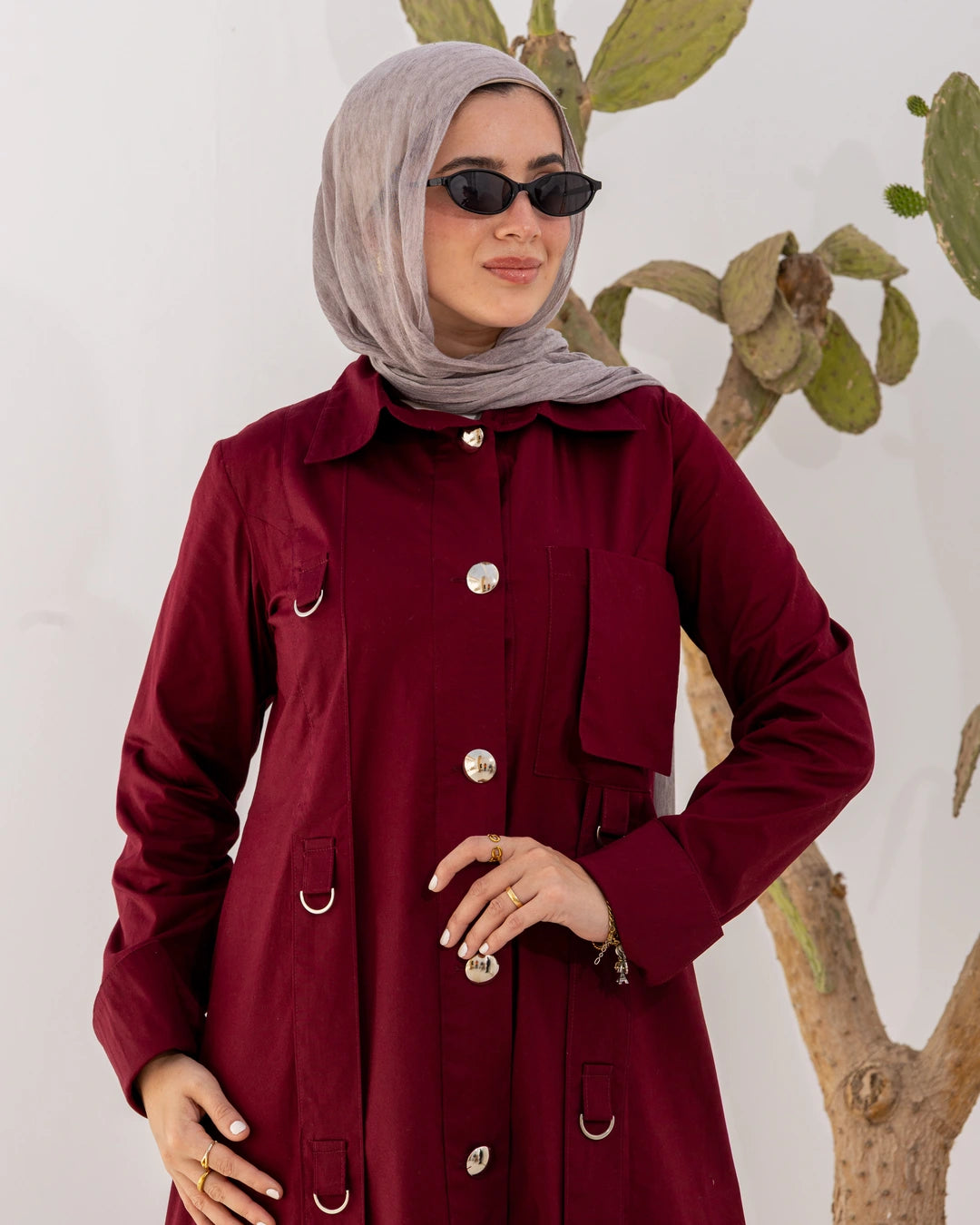 Long Popline Shirt Dress