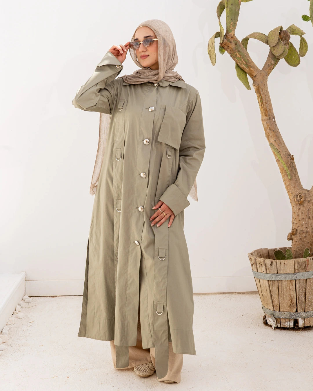 Long Popline Shirt Dress