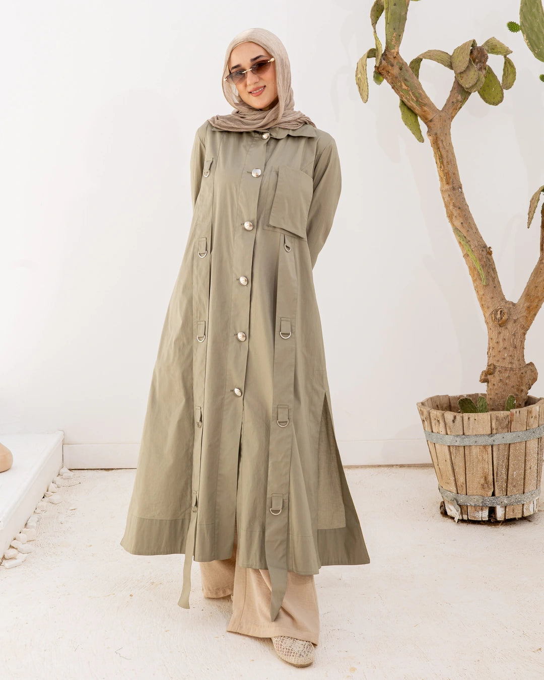 Long Popline Shirt Dress