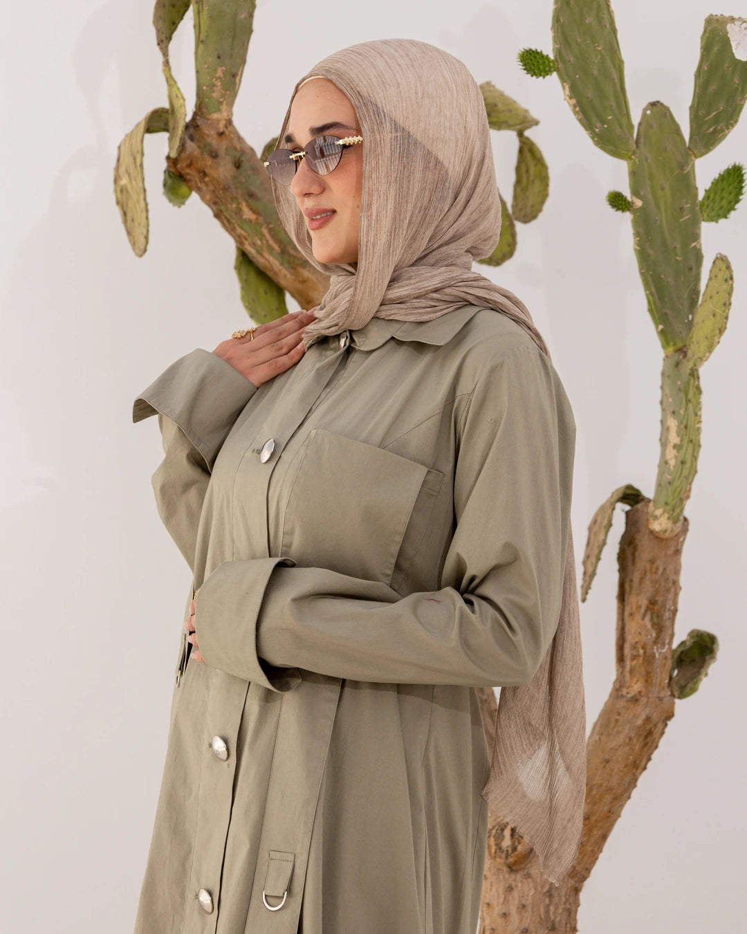 Long Popline Shirt Dress
