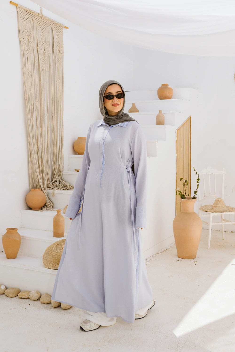 Long Linen Shirt Style Dress