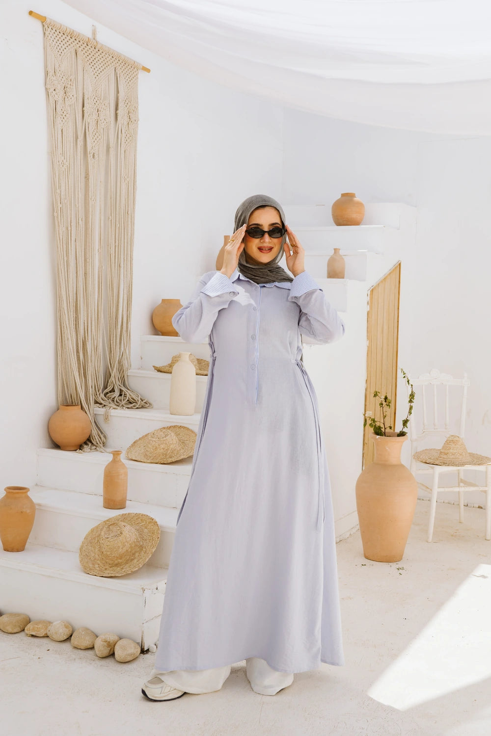 Long Linen Shirt Style Dress