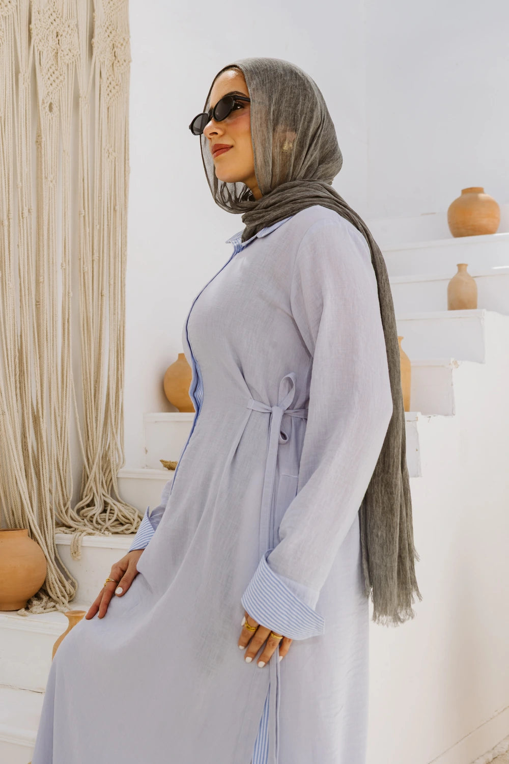 Long Linen Shirt Style Dress