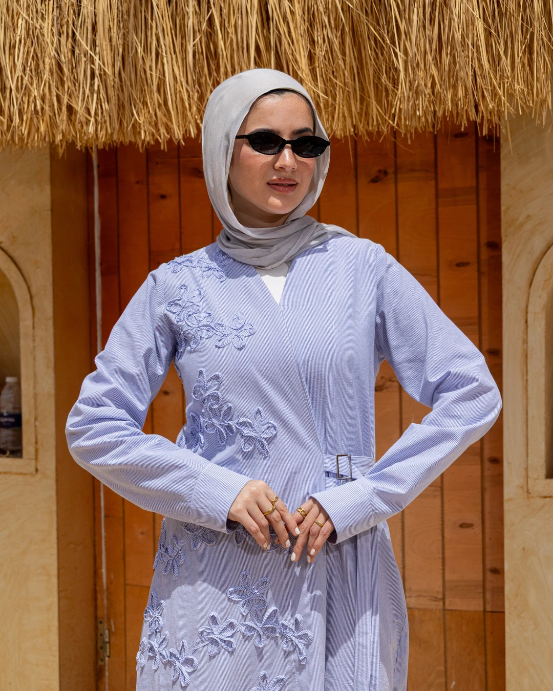 Poplin Stried Floral Dress