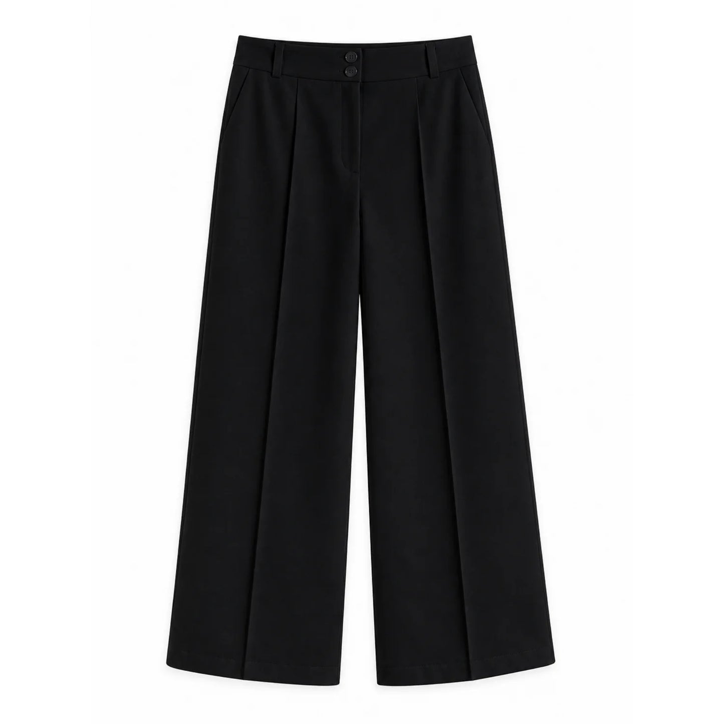 Black Rosaline high-waist wide-leg pants, front view