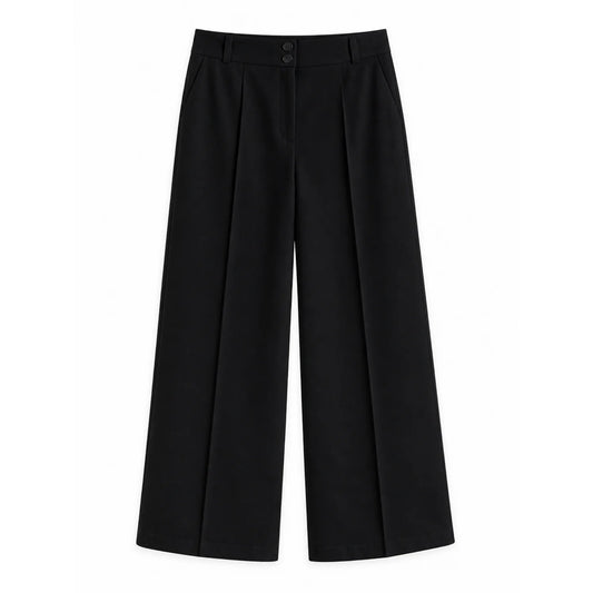 Black Rosaline high-waist wide-leg pants, front view