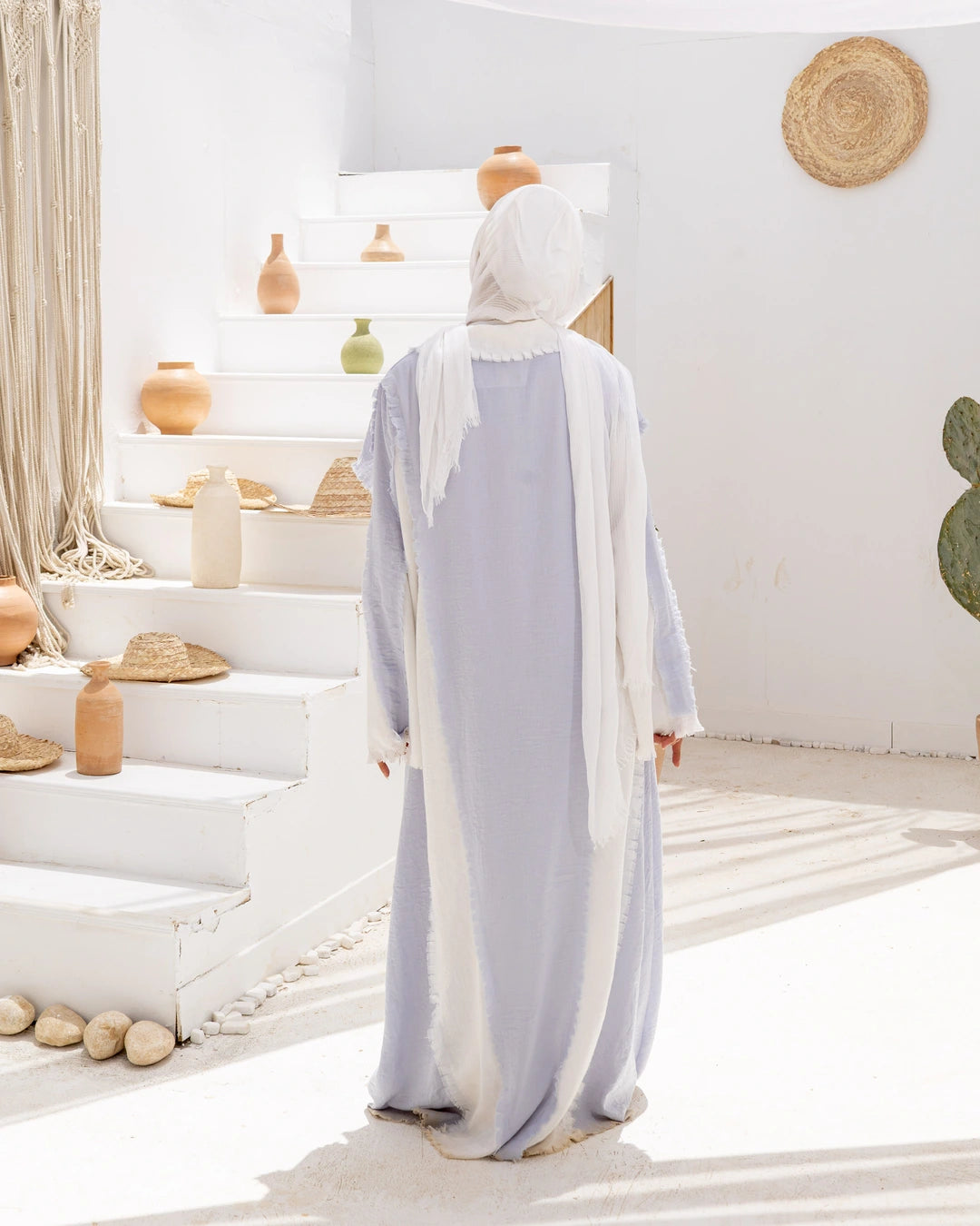 Long  Linen Shirt Dress With Scarf
