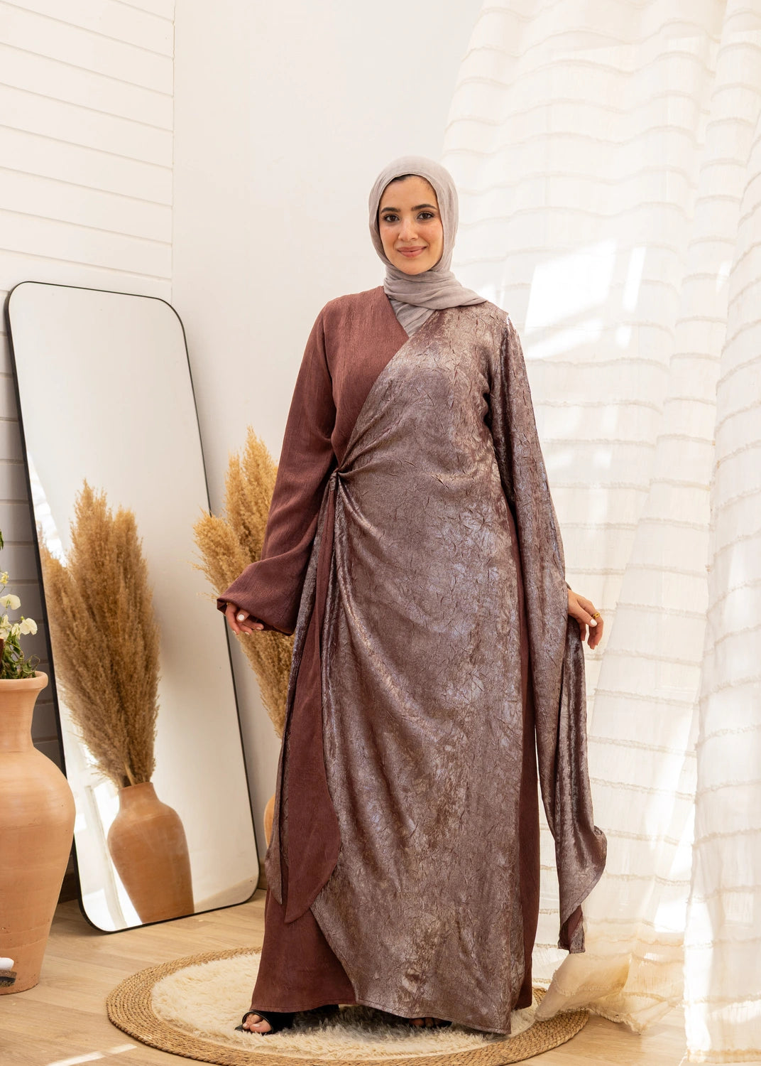 Wrap Crepe Satin Dress