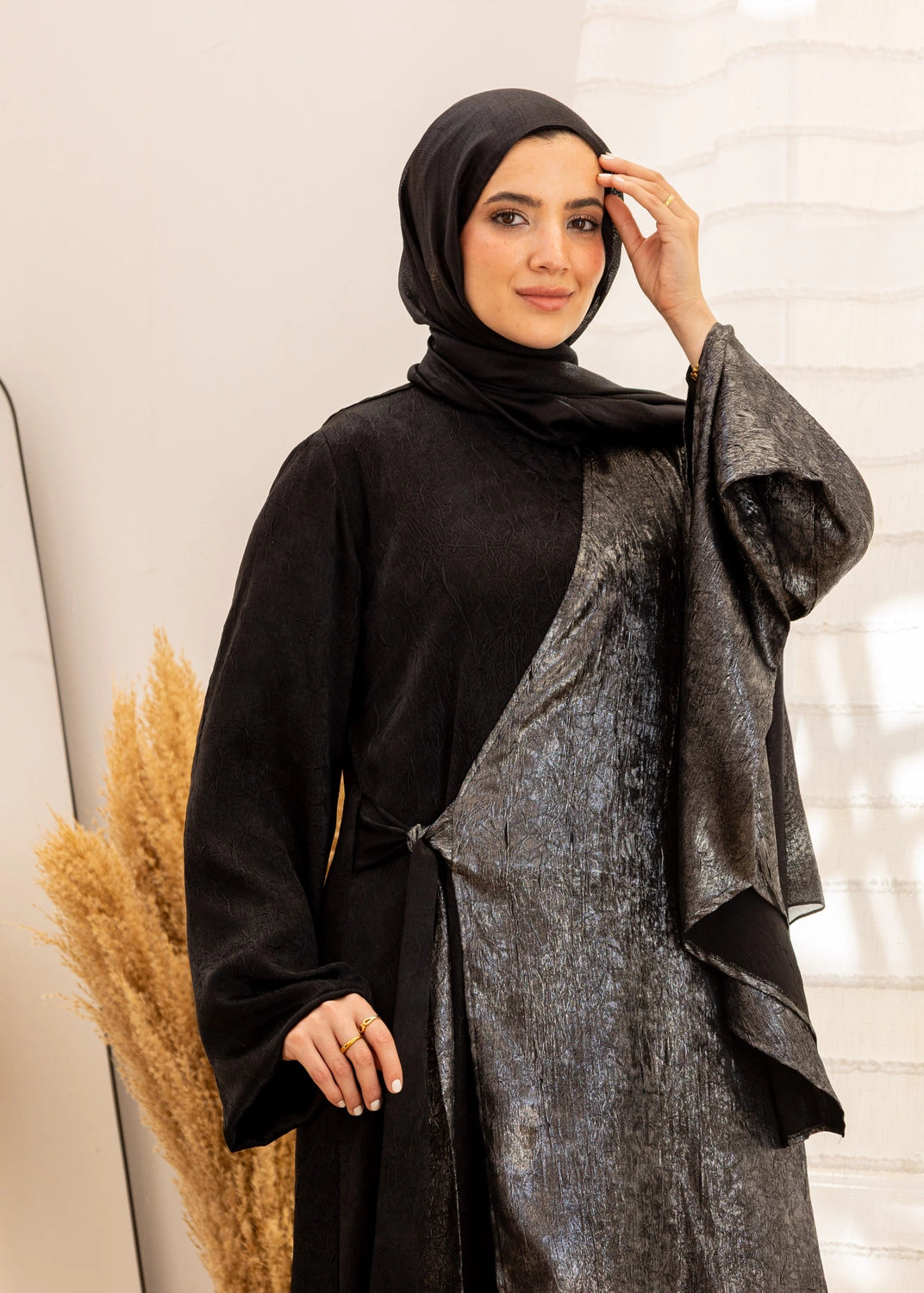 Wrap Crepe Satin Dress