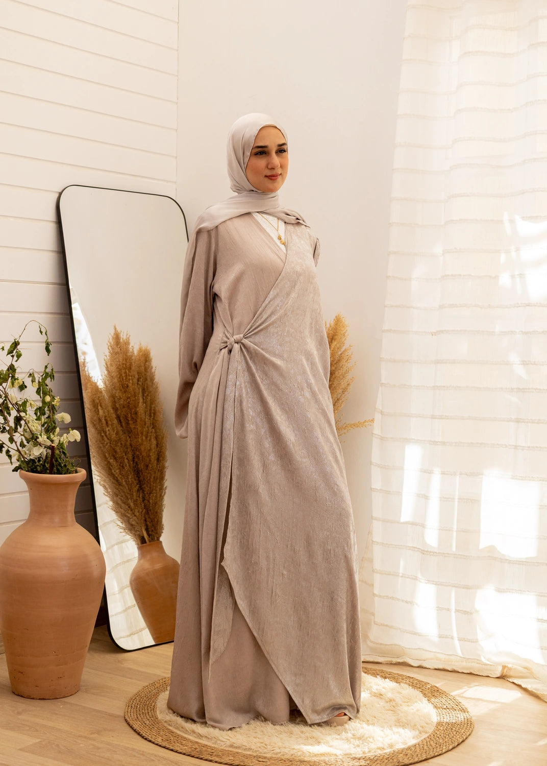 Wrap Crepe Satin Dress