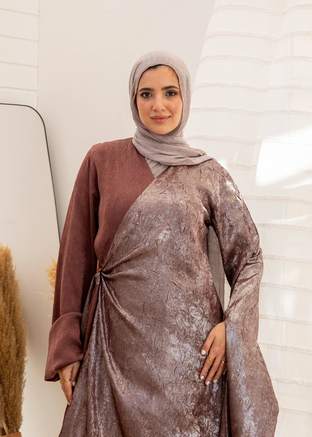 Wrap Crepe Satin Dress