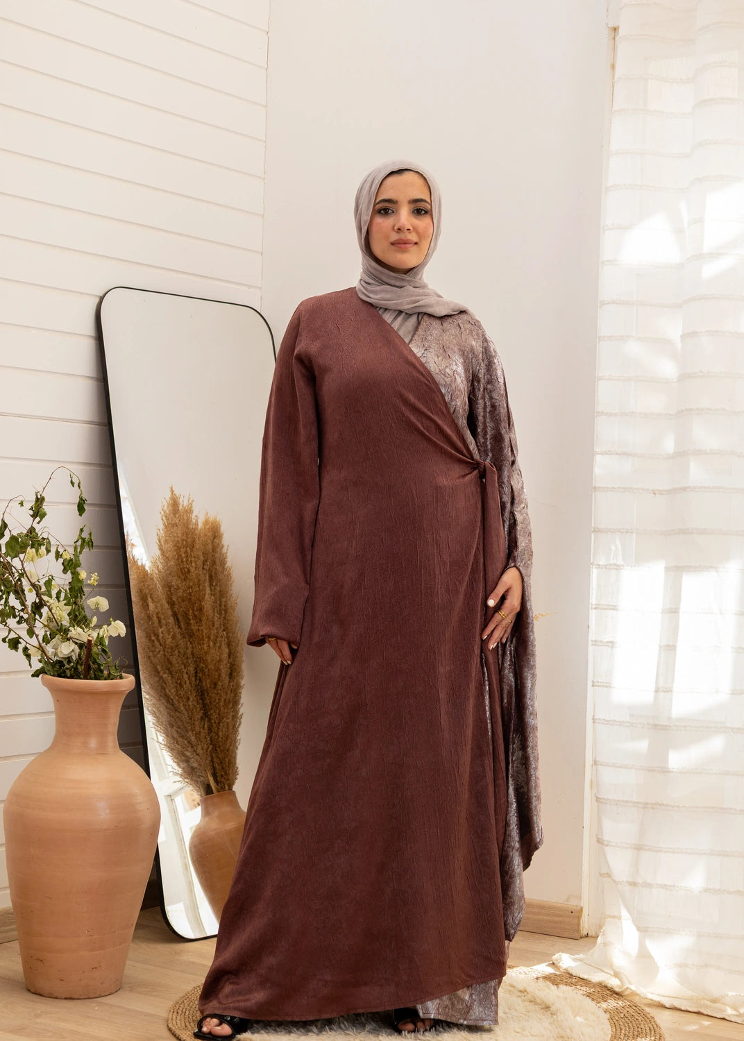 Wrap Crepe Satin Dress