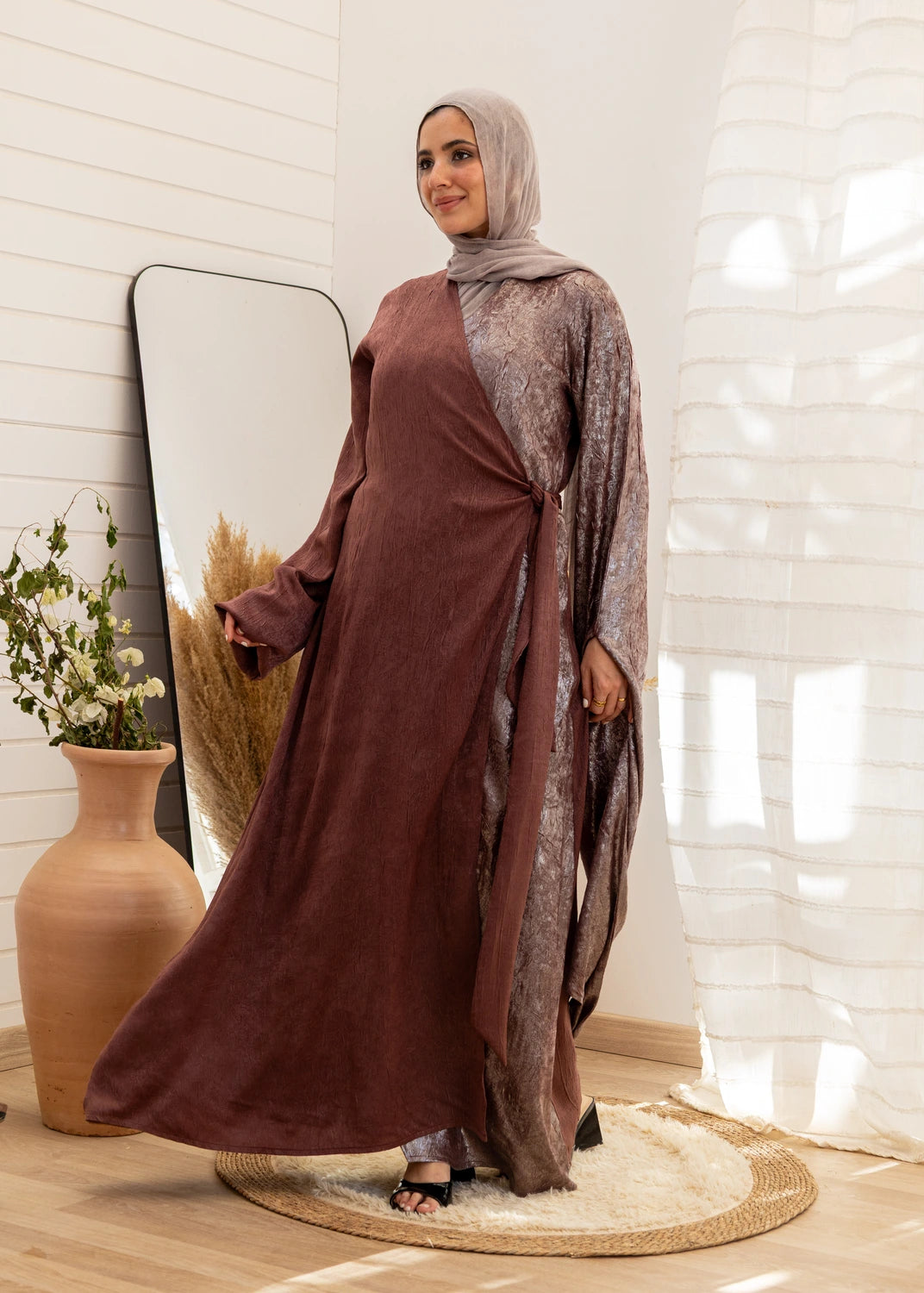 Wrap Crepe Satin Dress
