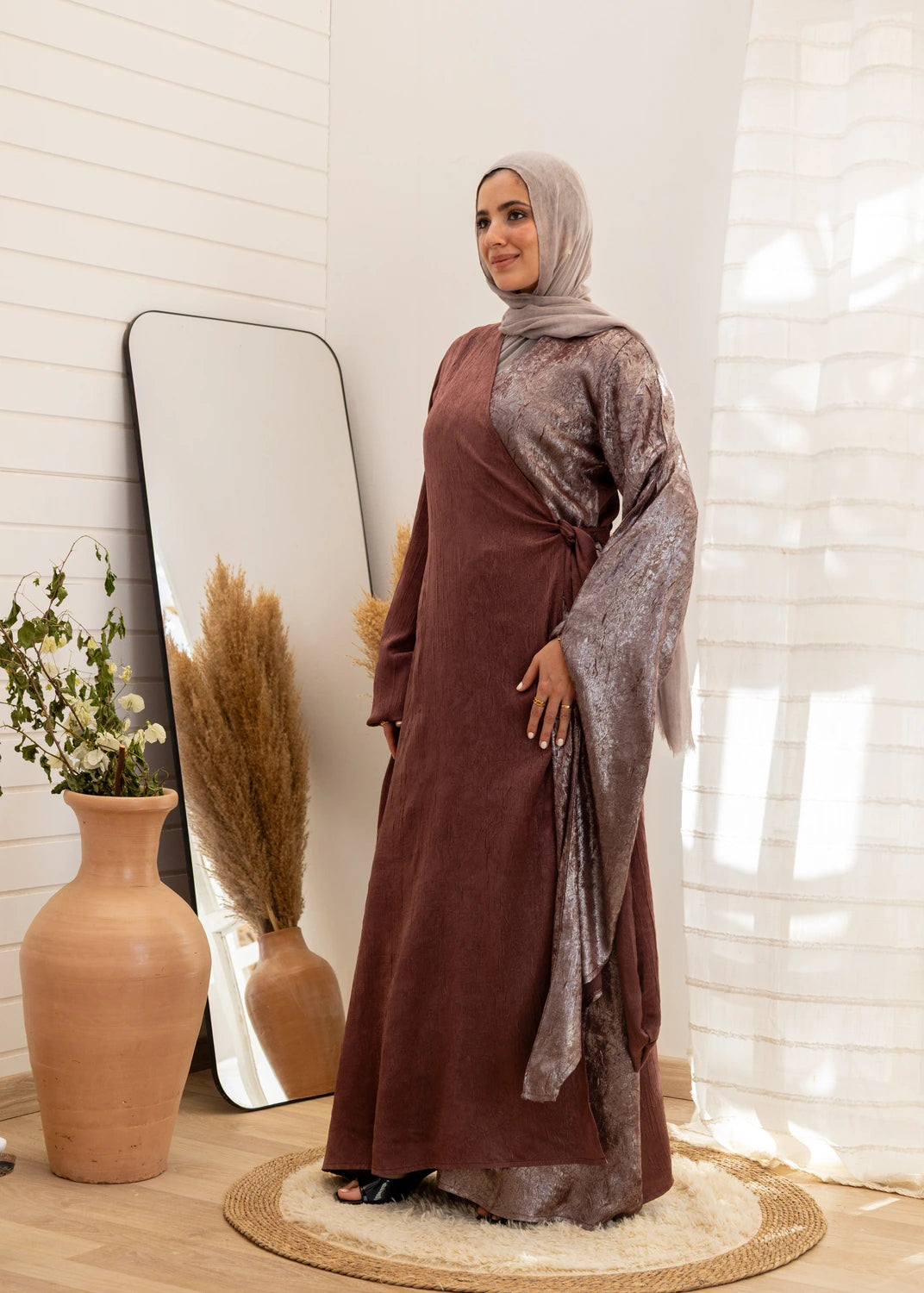 Wrap Crepe Satin Dress