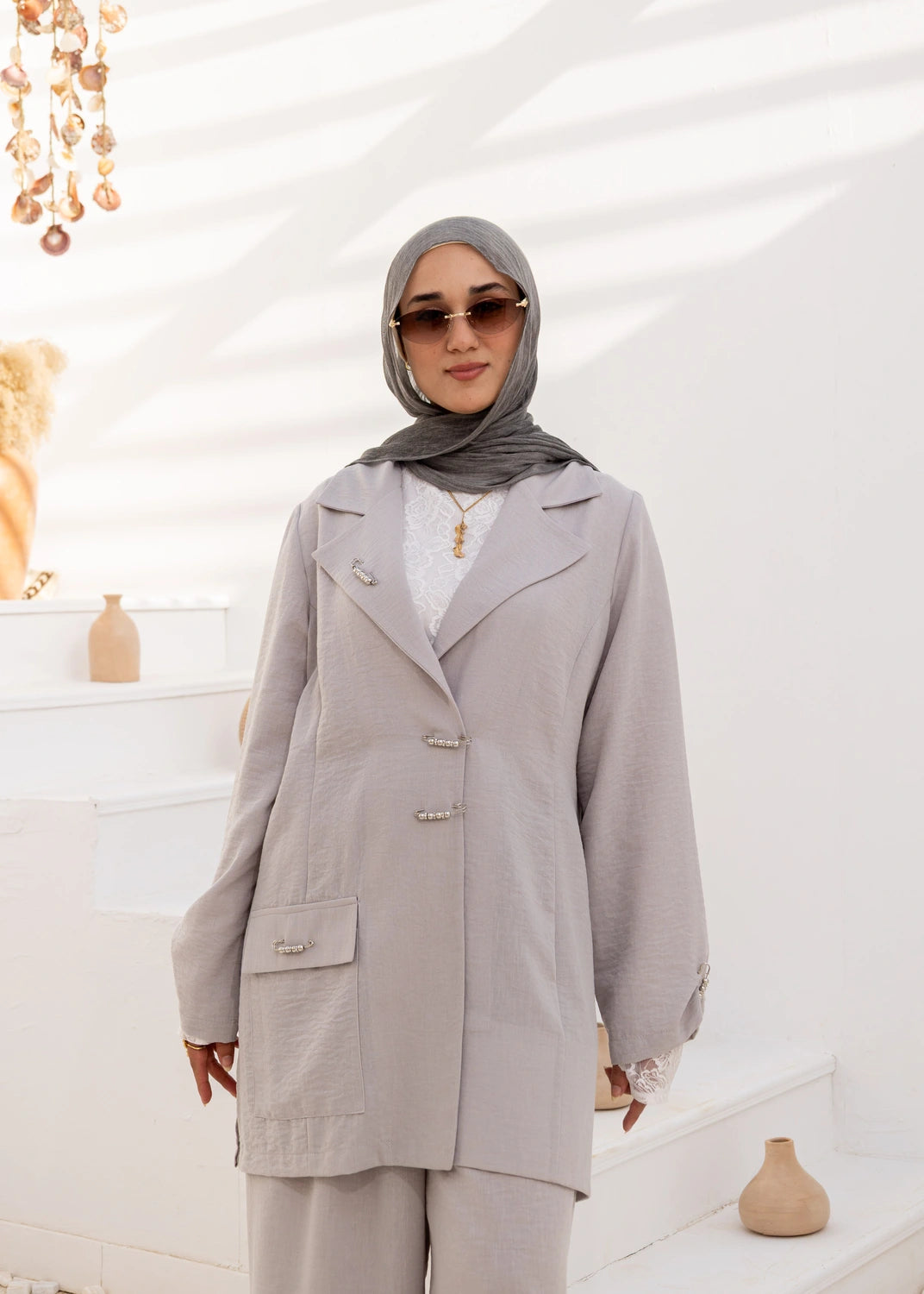 Pins Linen Blazer Jacket