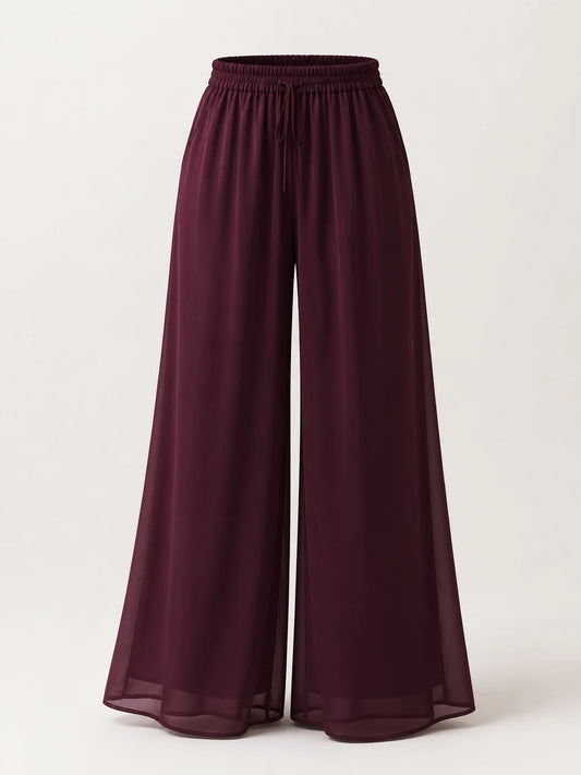 Flowy Chiffon Wide-Leg Skirt Pants