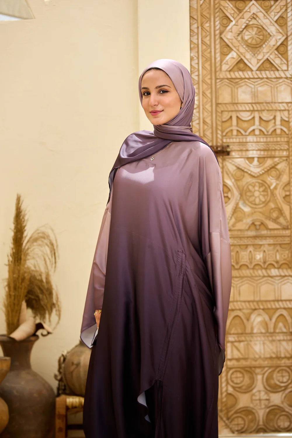 Ombre Satin Ruched Top & Trousers Set