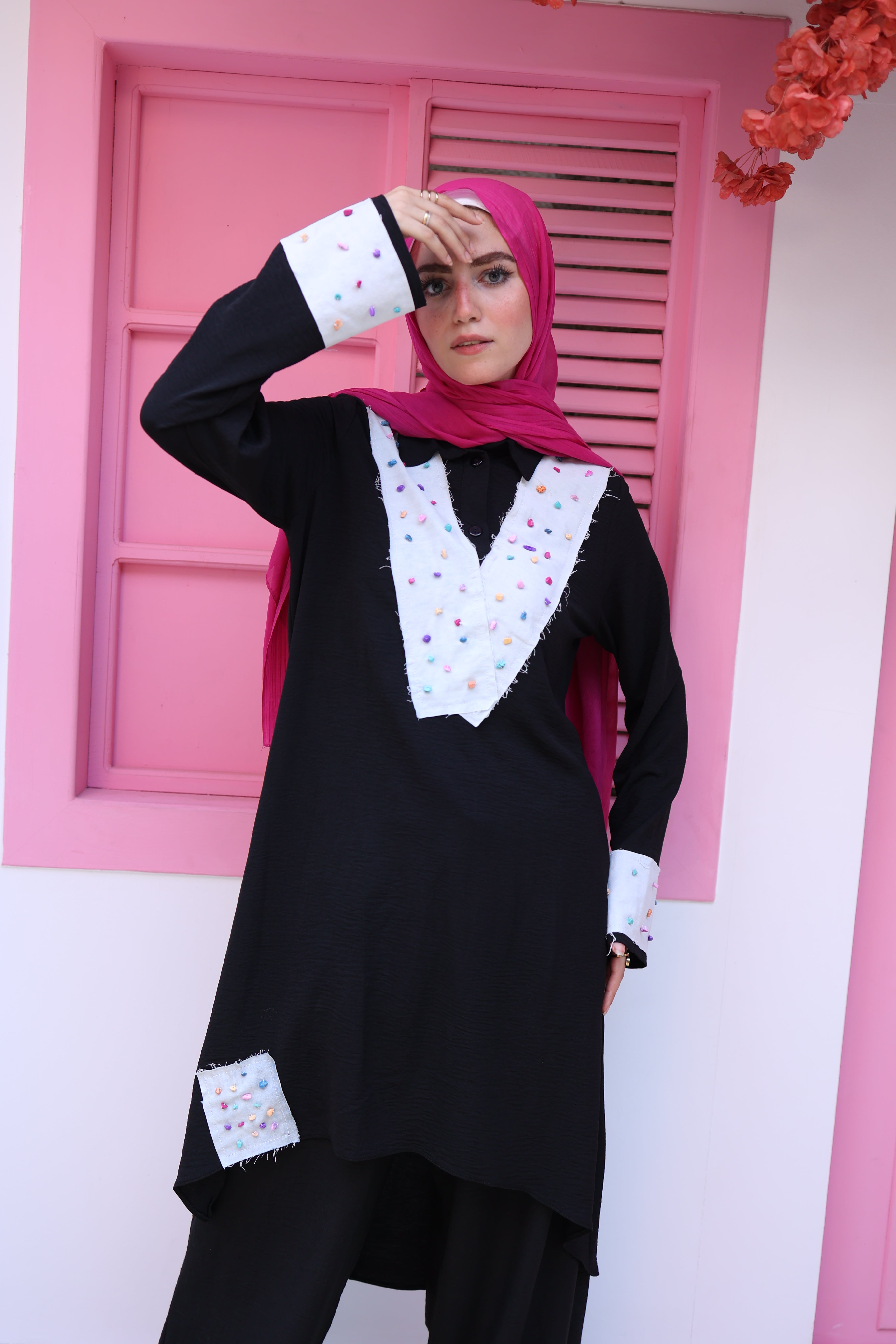 Crinkel top in jeans