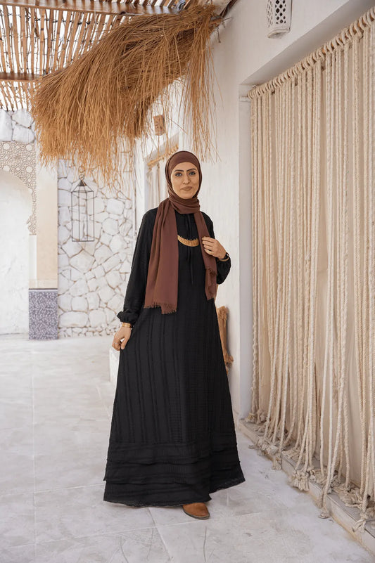 Black Classic maxi dress with long silhouette, front view