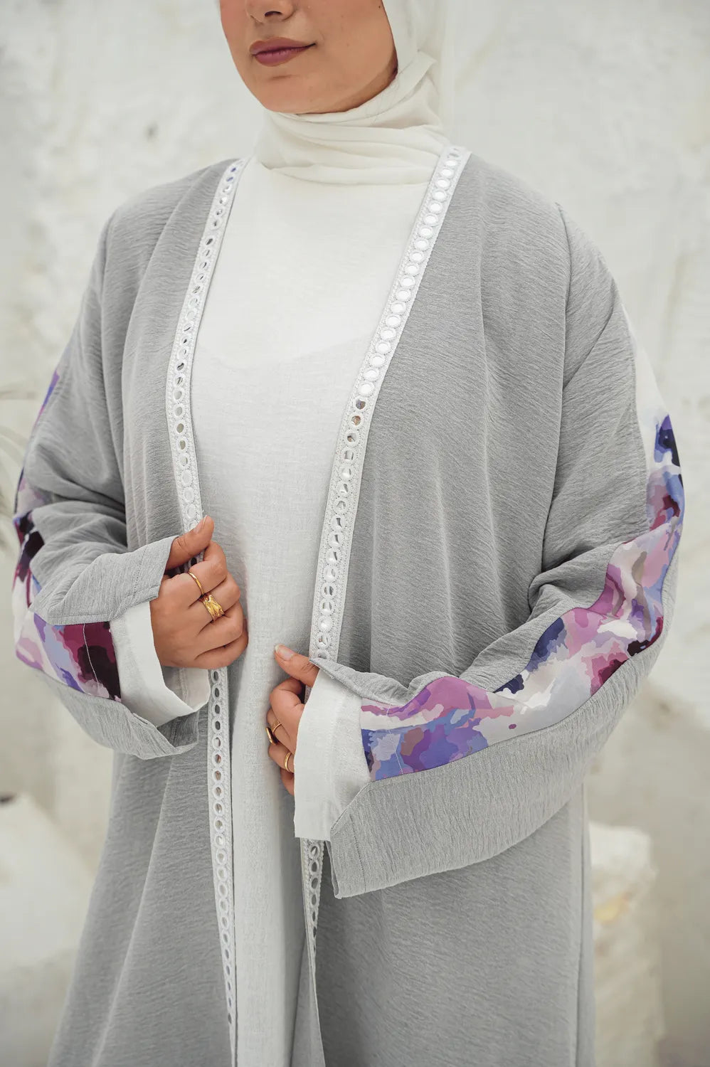 Printed & plain Cardigan