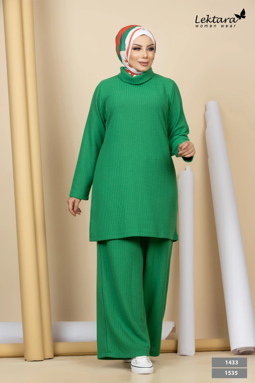 Rib Straight Modest Pants